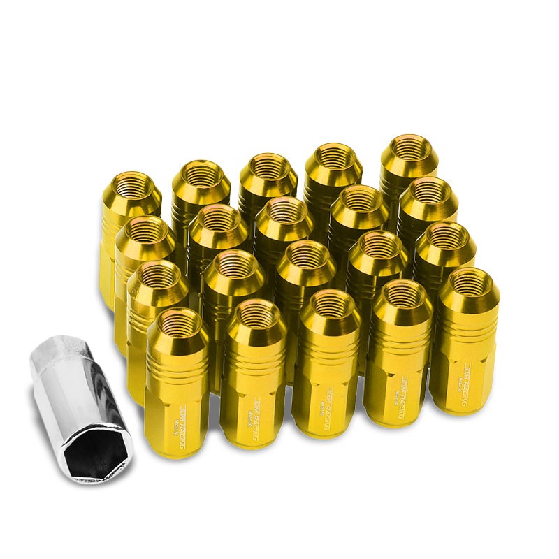 Gold Aluminum M12x1.50 50MM Tall Close End Acorn Tuner 20x Conical Lug Nuts-Accessories-BuildFastCar