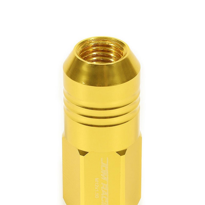 Gold Aluminum M12x1.50 50MM Tall Close End Acorn Tuner 20x Conical Lug Nuts-Accessories-BuildFastCar