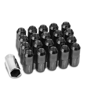 Gunmetal Aluminum M12x1.50 50MM Tall Close End Acorn Tuner 20x Conical Lug Nuts-Accessories-BuildFastCar