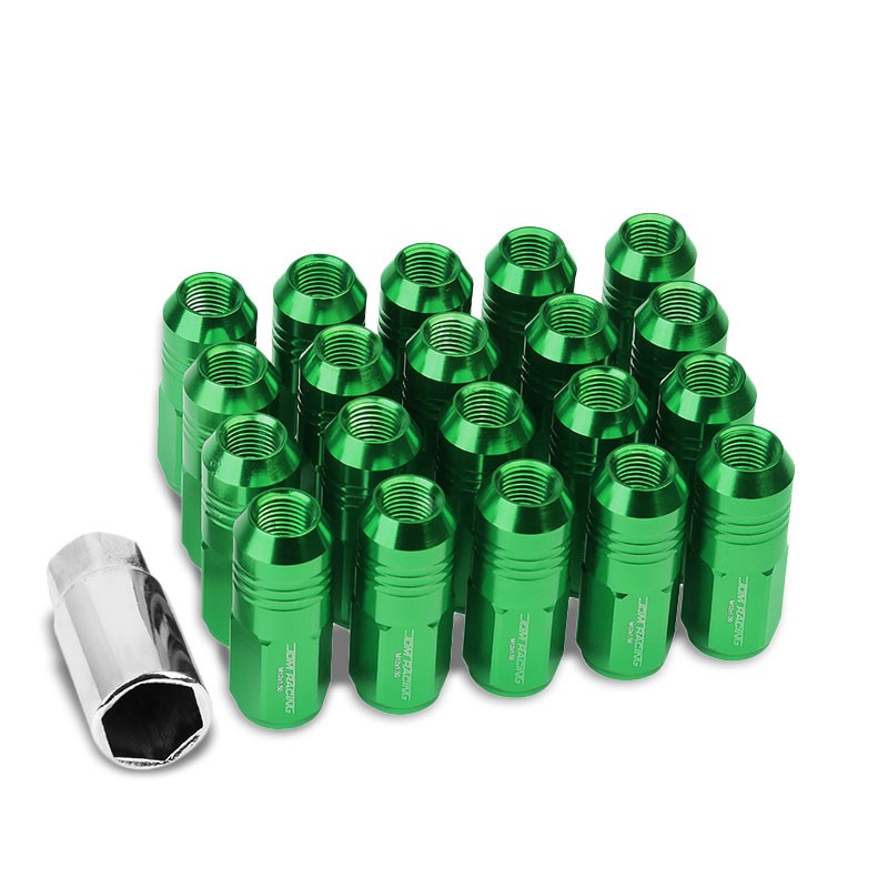 Green Aluminum M12x1.50 50MM Tall Close End Acorn Tuner 20x Conical Lug Nuts-Accessories-BuildFastCar