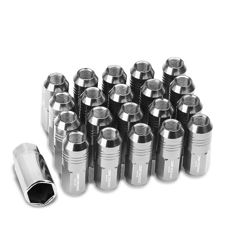 Silver Aluminum M12x1.50 50MM Tall Close End Acorn Tuner 20x Conical Lug Nuts-Accessories-BuildFastCar