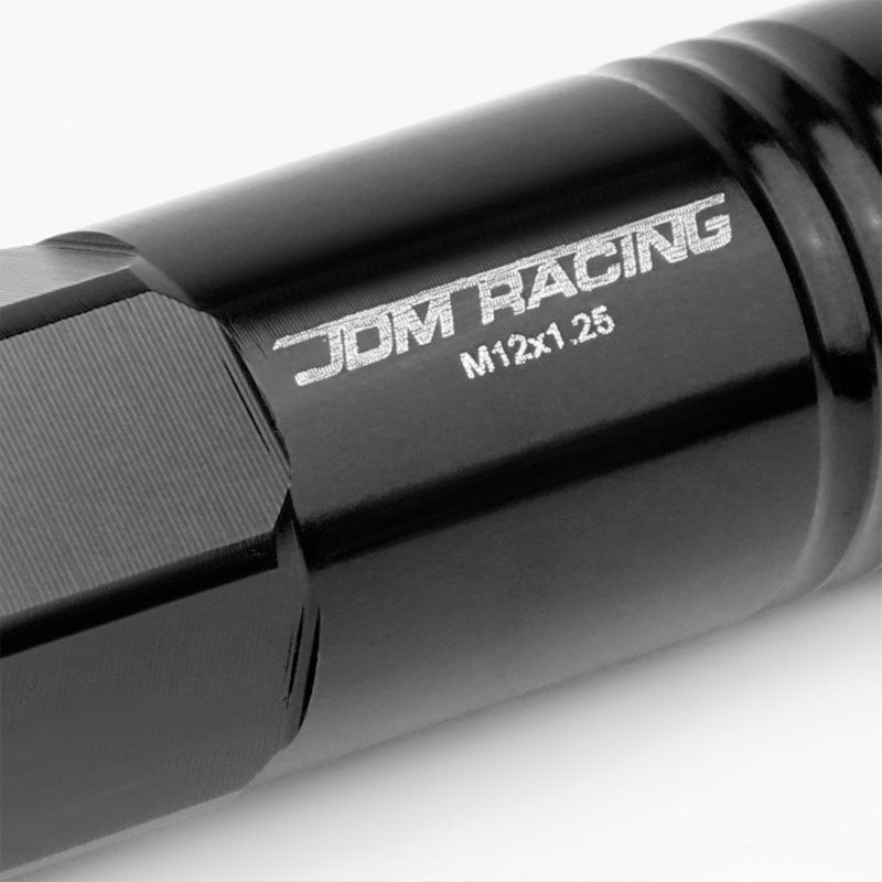 Black Aluminum M12x1.25 60MM Hexagon Open End Acorn Tuner 20x Conical Lug Nuts-Accessories-BuildFastCar