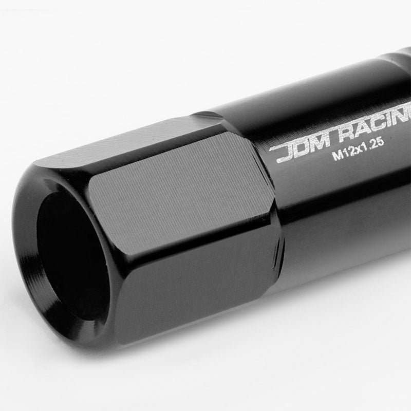 Black Aluminum M12x1.25 60MM Hexagon Open End Acorn Tuner 20x Conical Lug Nuts-Accessories-BuildFastCar