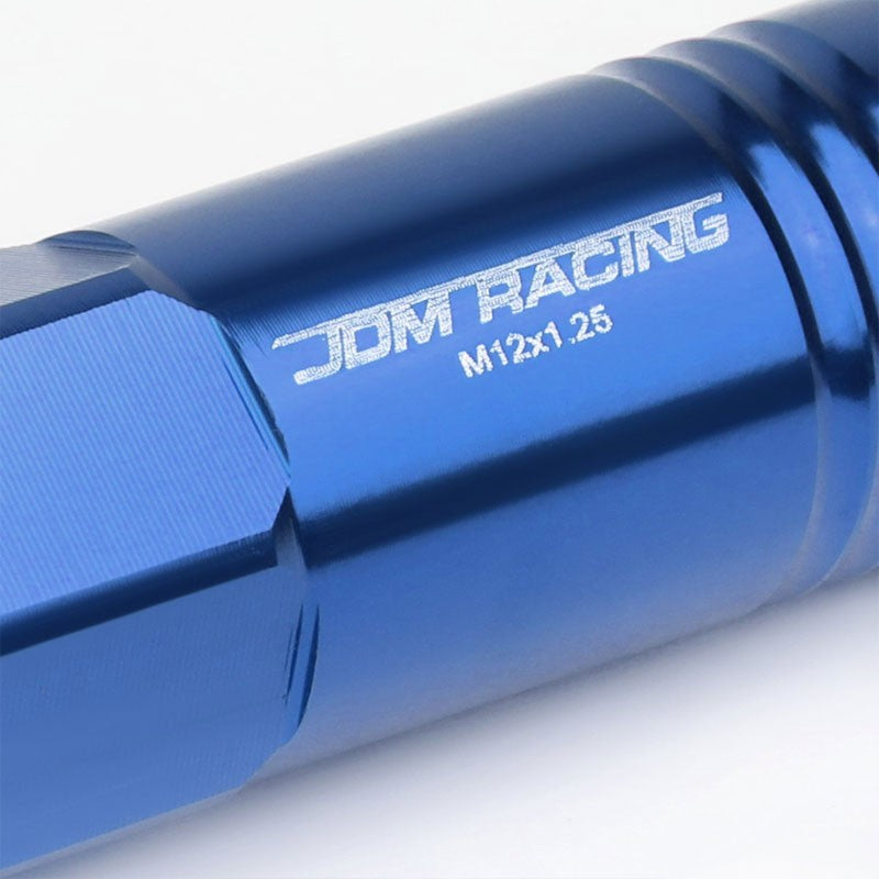 Blue Aluminum M12x1.25 60MM Hexagon Open End Acorn Tuner 20x Conical Lug Nuts-Accessories-BuildFastCar