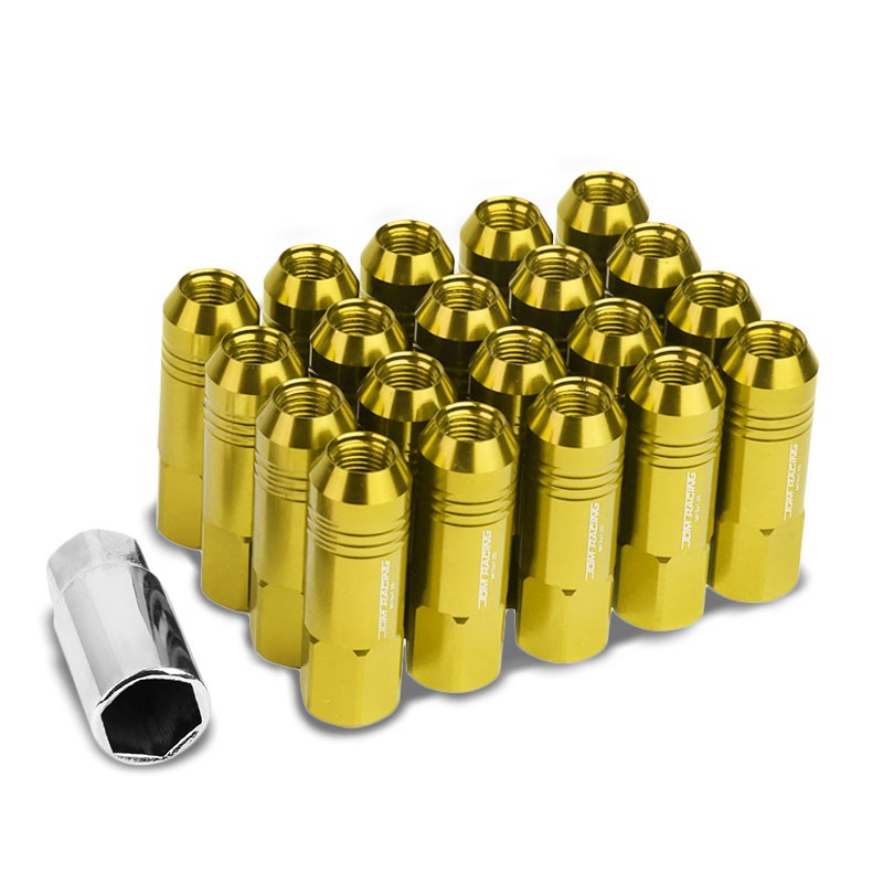 Gold Aluminum M12x1.25 60MM Hexagon Open End Acorn Tuner 20x Conical Lug Nuts-Accessories-BuildFastCar