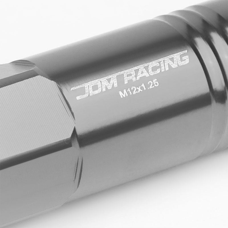 Gunmetal Aluminum M12x1.25 60MM Hexagon Open Acorn Tuner 20x Conical Lug Nuts-Accessories-BuildFastCar