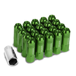 Green Aluminum M12x1.25 60MM Hexagon Open End Acorn Tuner 20x Conical Lug Nuts-Accessories-BuildFastCar