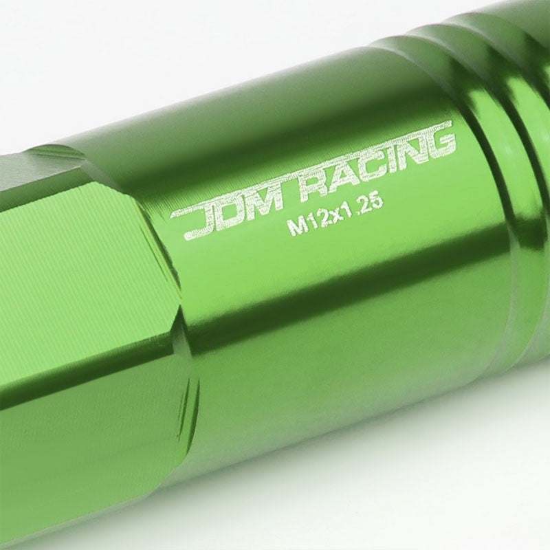 Green Aluminum M12x1.25 60MM Hexagon Open End Acorn Tuner 20x Conical Lug Nuts-Accessories-BuildFastCar