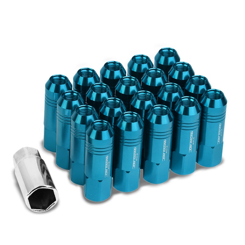 Light Blue Aluminum M12x1.25 60MM Hexagon Open Acorn Tuner 20x Conical Lug Nuts-Accessories-BuildFastCar