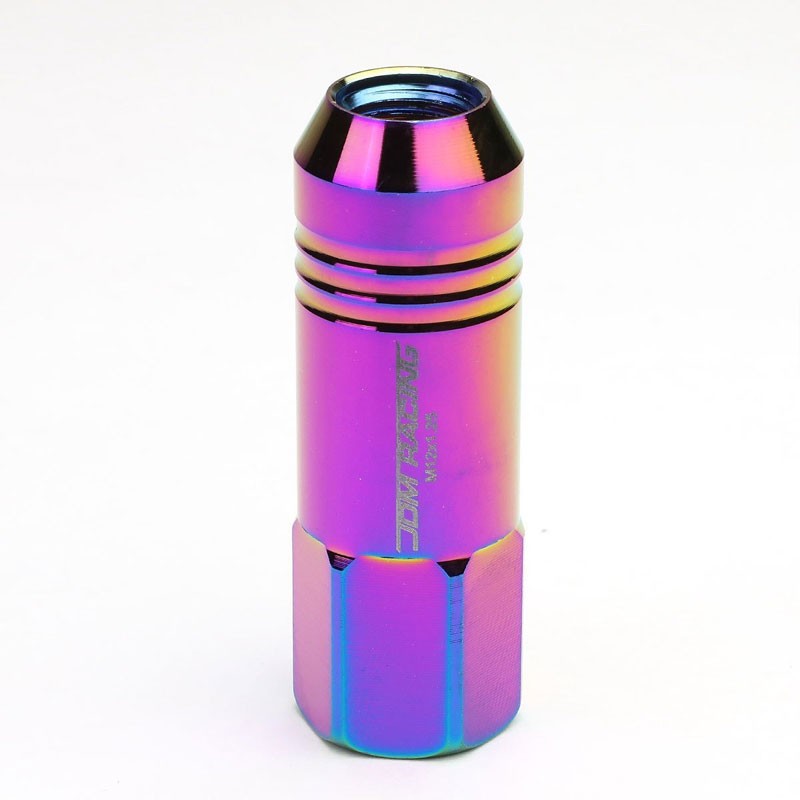 Neo Chrome Aluminum M12x1.25 60MM Hexagon Open Acorn Tuner 20x Conical Lug Nuts-Accessories-BuildFastCar