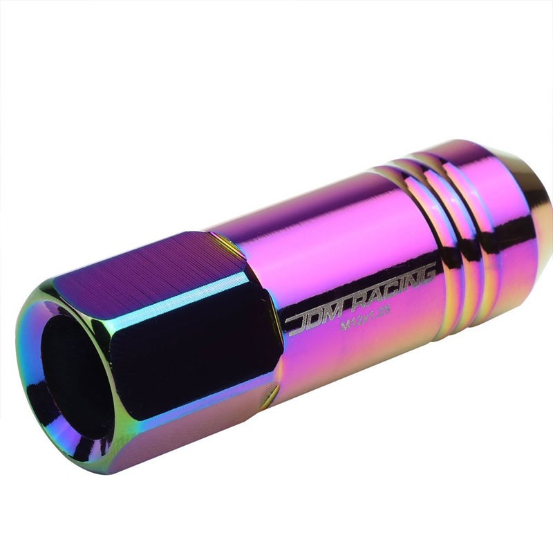 Neo Chrome Aluminum M12x1.25 60MM Hexagon Open Acorn Tuner 20x Conical Lug Nuts-Accessories-BuildFastCar