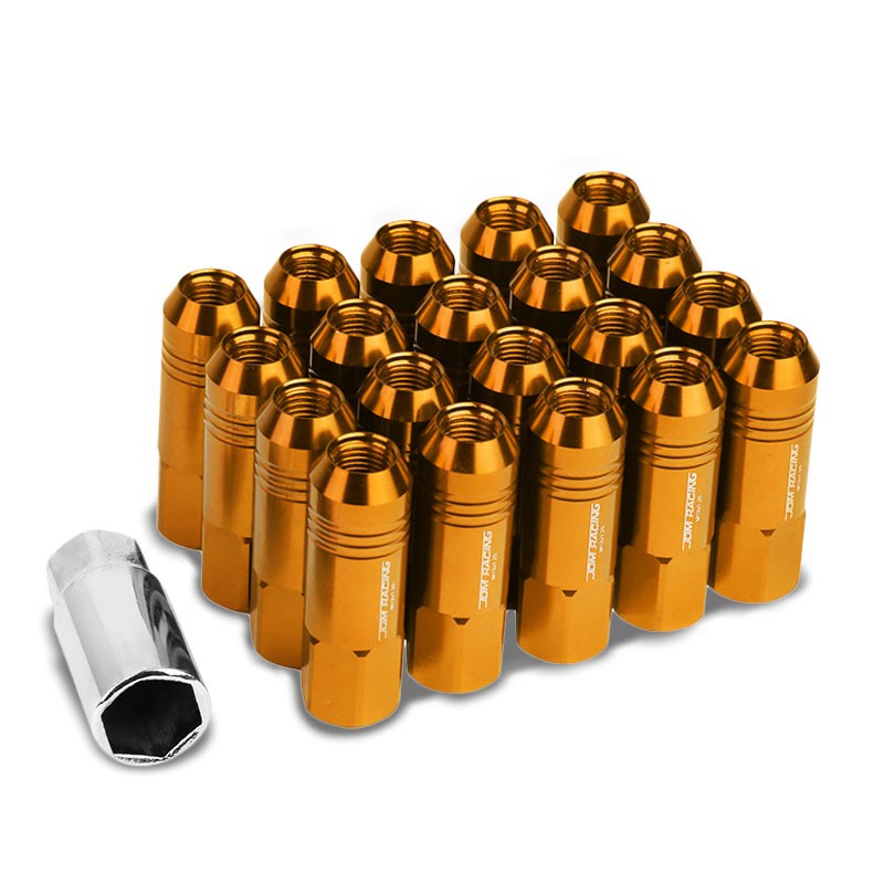 Orange Aluminum M12x1.25 60MM Hexagon Open End Acorn Tuner 20x Conical Lug Nuts-Accessories-BuildFastCar