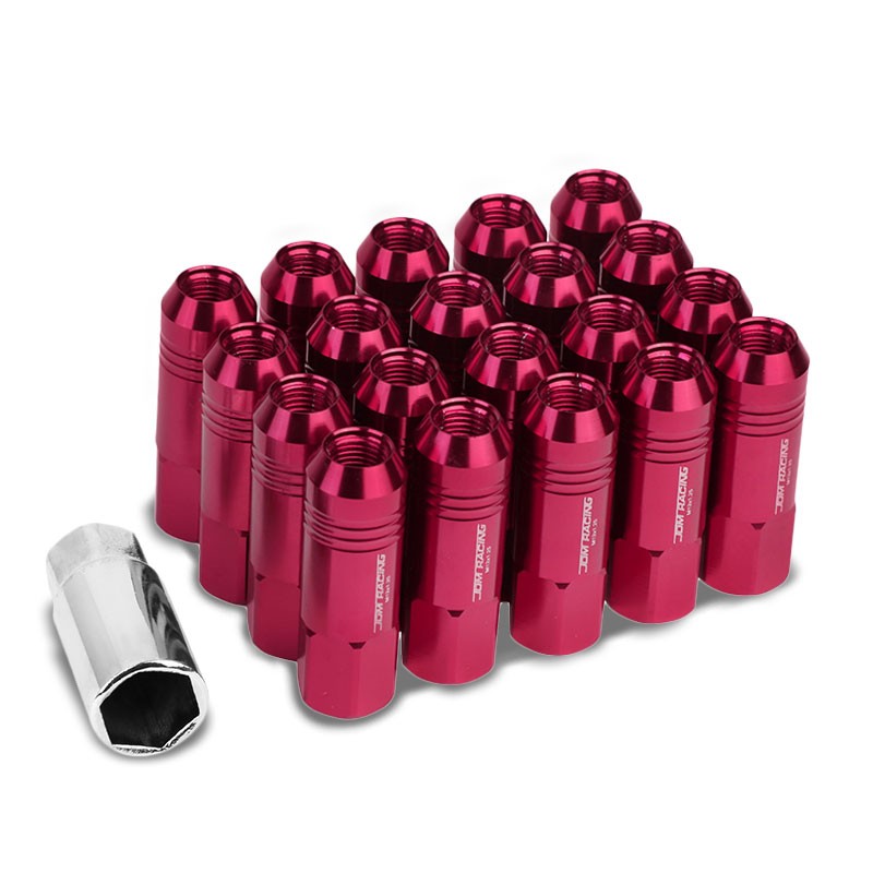 Pink Aluminum M12x1.25 60MM Hexagon Open End Acorn Tuner 20x Conical Lug Nuts-Accessories-BuildFastCar