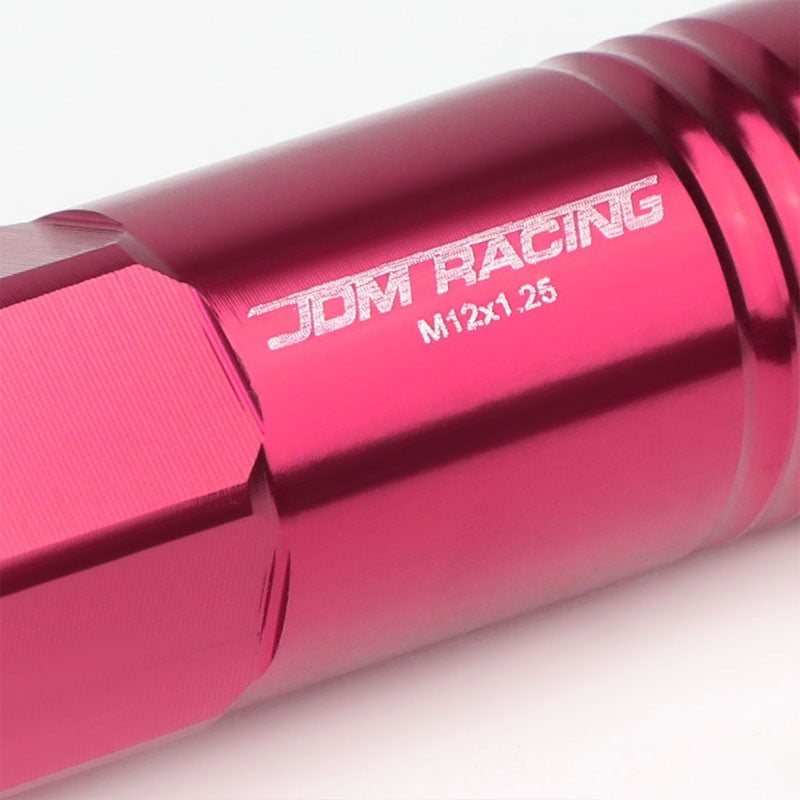 Pink Aluminum M12x1.25 60MM Hexagon Open End Acorn Tuner 20x Conical Lug Nuts-Accessories-BuildFastCar