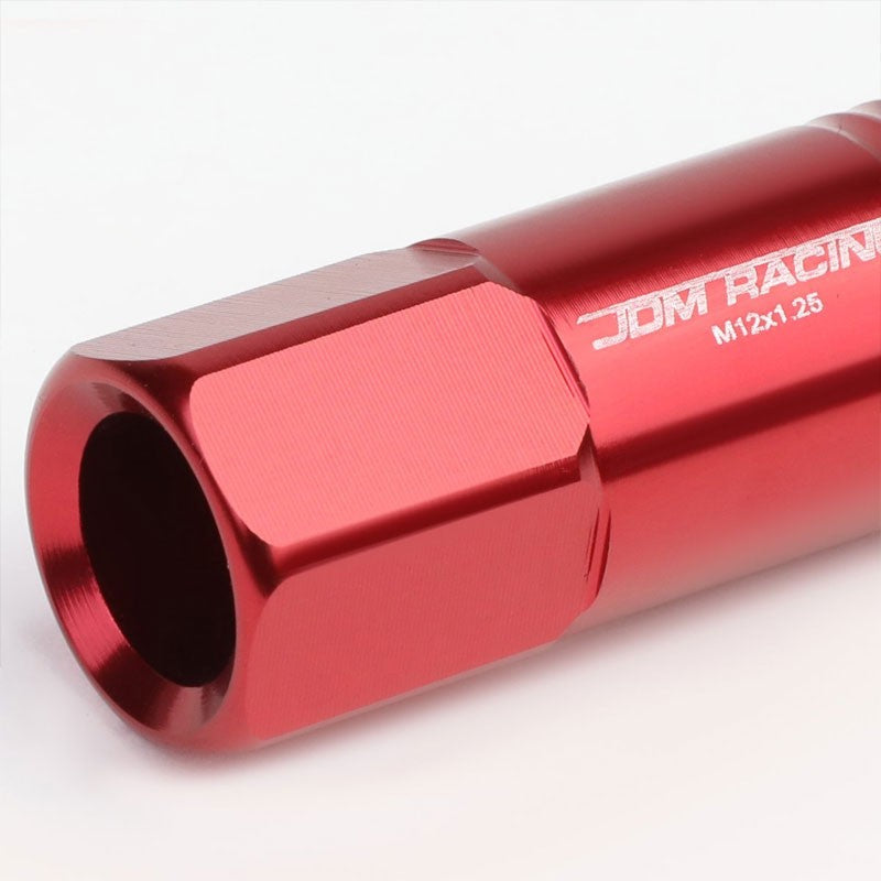 Red Aluminum M12x1.25 60MM Hexagon Open End Acorn Tuner 20x Conical Lug Nuts-Accessories-BuildFastCar