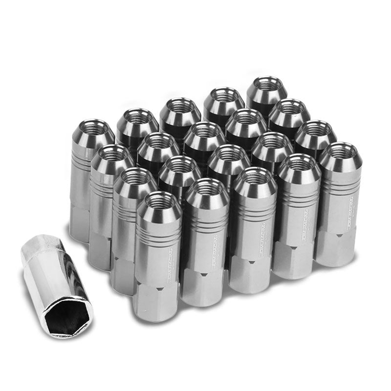 Silver Aluminum M12x1.25 60MM Hexagon Open End Acorn Tuner 20x Conical Lug Nuts-Accessories-BuildFastCar