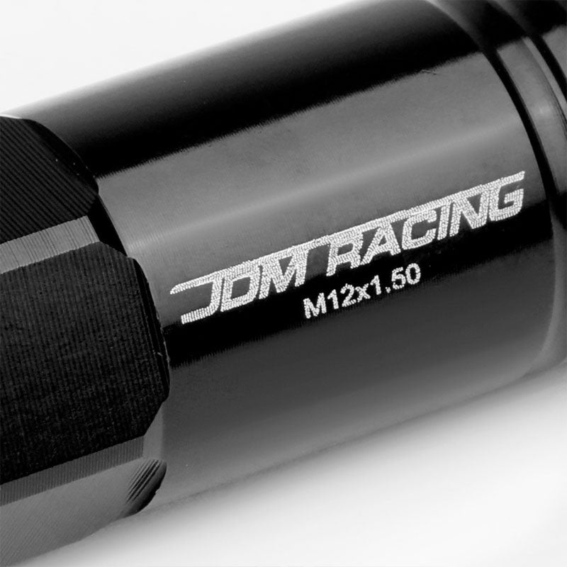 Black Aluminum M12x1.50 60MM Hexagon Open End Acorn Tuner 20x Conical Lug Nuts-Accessories-BuildFastCar