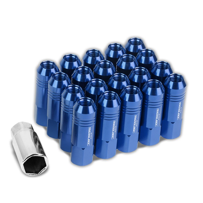 Blue Aluminum M12x1.50 60MM Hexagon Open End Acorn Tuner 20x Conical Lug Nuts-Accessories-BuildFastCar