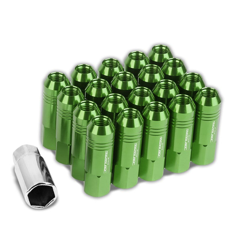 Green Aluminum M12x1.50 60MM Hexagon Open End Acorn Tuner 20x Conical Lug Nuts-Accessories-BuildFastCar