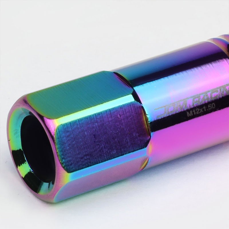 Neo Chrome Aluminum M12x1.50 60MM Hexagon Open Acorn Tuner 20x Conical Lug Nuts-Accessories-BuildFastCar