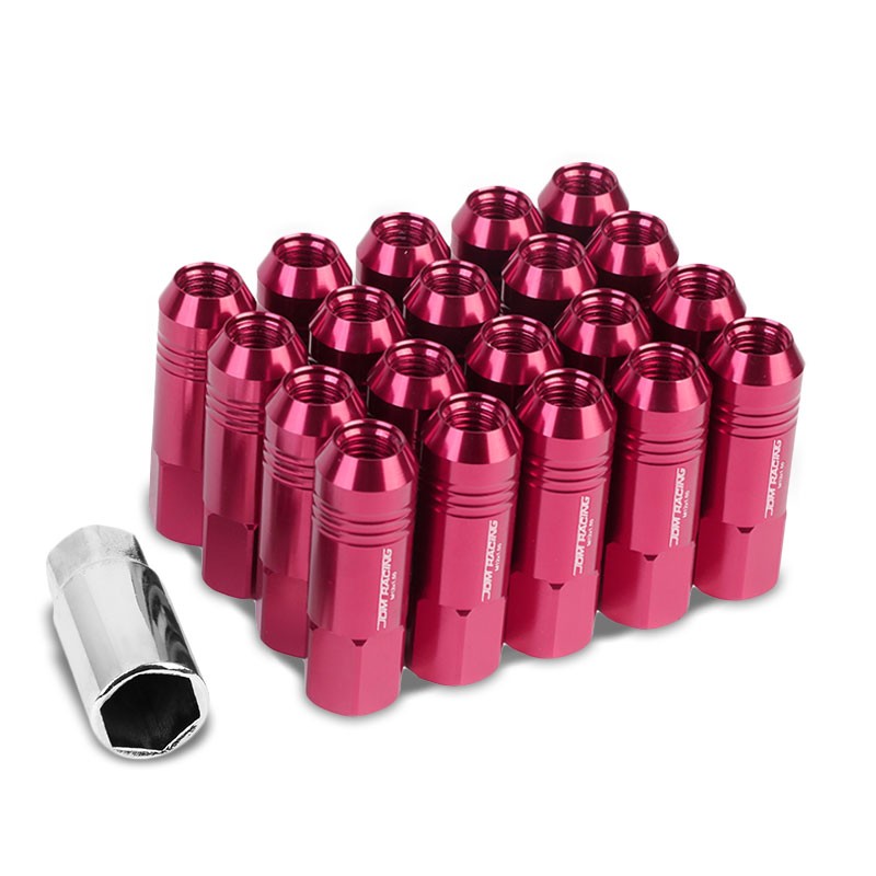 Pink Aluminum M12x1.50 60MM Hexagon Open End Acorn Tuner 20x Conical Lug Nuts-Accessories-BuildFastCar