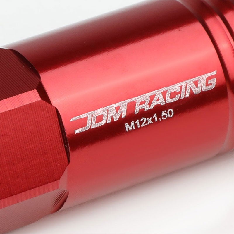 Red Aluminum M12x1.50 60MM Hexagon Open End Acorn Tuner 20x Conical Lug Nuts-Accessories-BuildFastCar