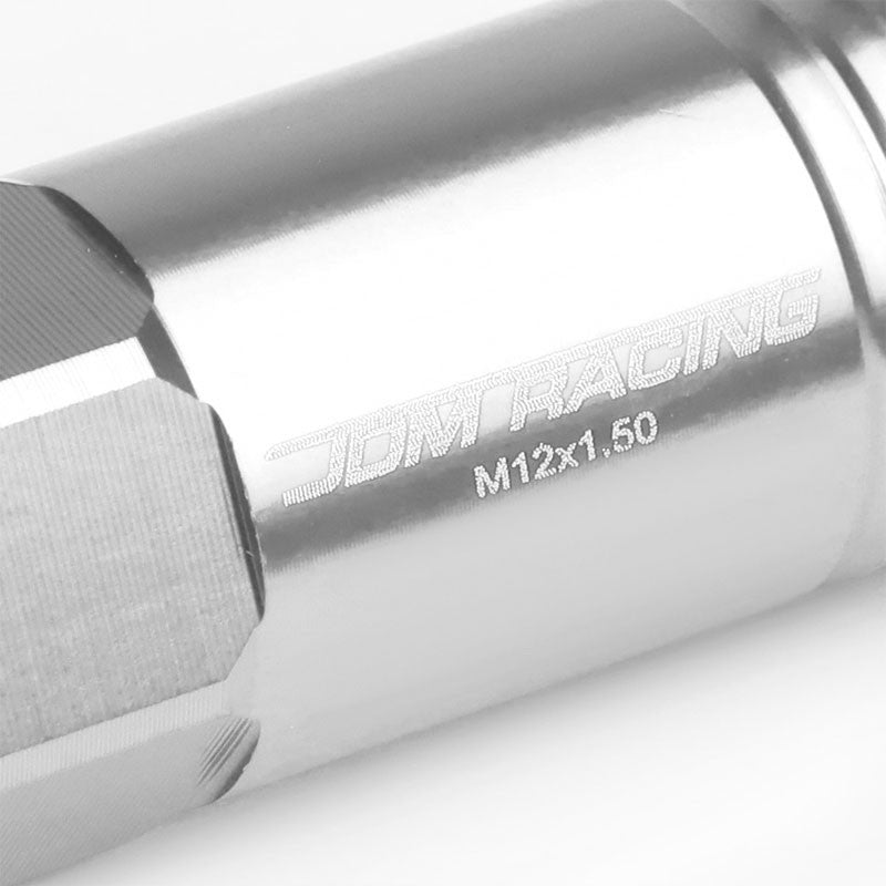 Silver Aluminum M12x1.50 60MM Hexagon Open End Acorn Tuner 20x Conical Lug Nuts-Accessories-BuildFastCar
