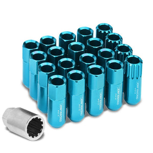Light Blue Aluminum M12x1.25 Conical Open Acorn Tuner 16x Lug Nuts+4 Lock Nuts-Accessories-BuildFastCar