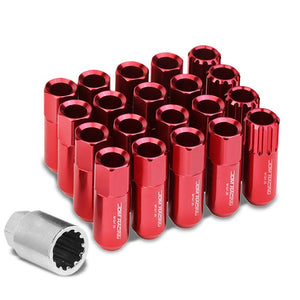 Red Aluminum M12x1.25 Conical Open End Acorn Tuner 16x Lug Nuts+4 Lock Nuts-Accessories-BuildFastCar