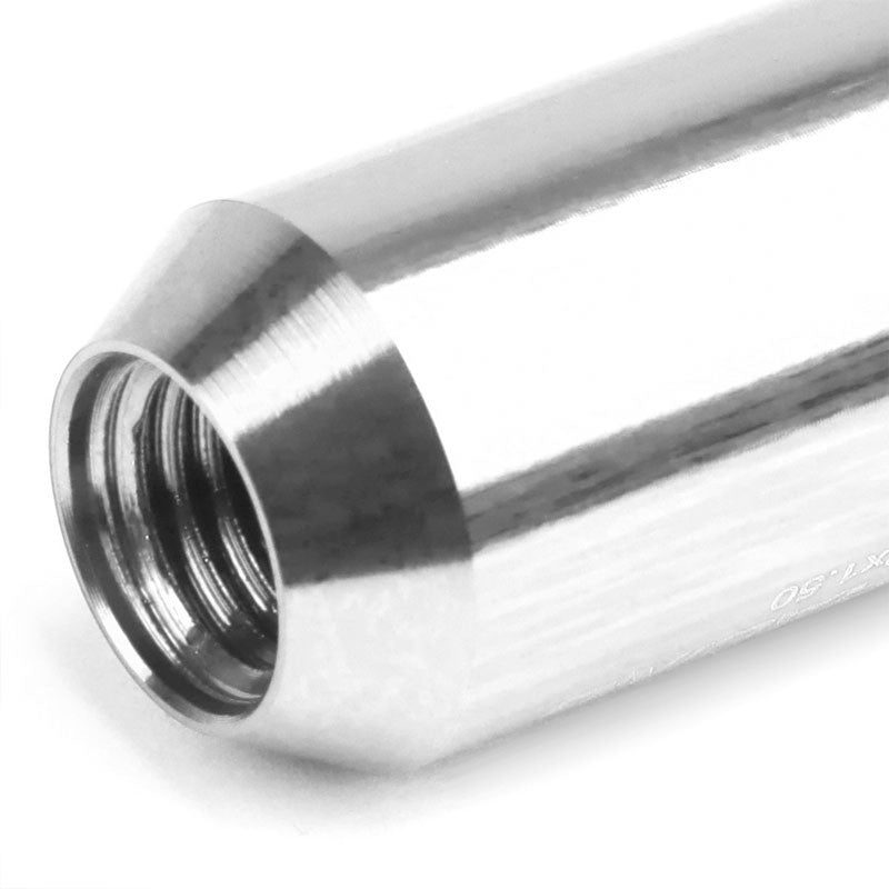 Silver Aluminum M12x1.25 Conical Open End Acorn Tuner 16x Lug Nuts+4 Lock Nuts-Accessories-BuildFastCar