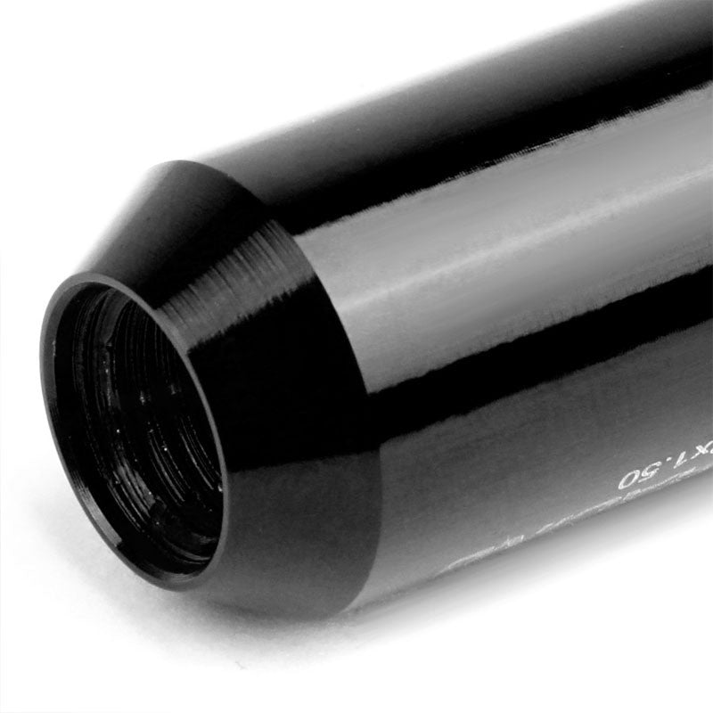 Black Aluminum M12x1.50 Conical Open End Acorn Tuner 16x Lug Nuts+4 Lock Nuts-Accessories-BuildFastCar