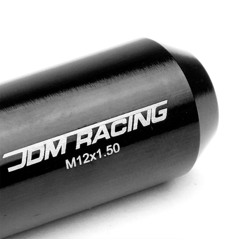Black Aluminum M12x1.50 Conical Open End Acorn Tuner 16x Lug Nuts+4 Lock Nuts-Accessories-BuildFastCar