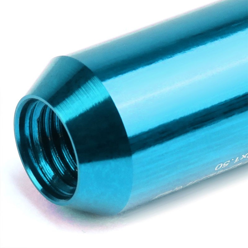 Light Blue Aluminum M12x1.50 Conical Open Acorn Tuner 16x Lug Nuts+4 Lock Nuts-Accessories-BuildFastCar