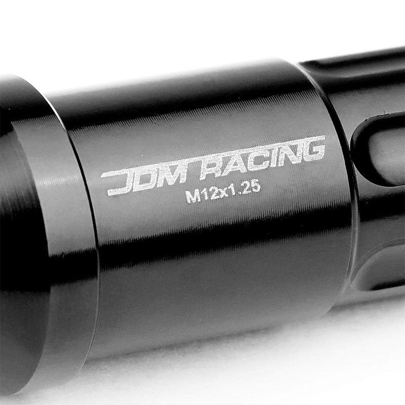 Black Aluminum M12x1.25 50MM Tall Open End Spline Acorn 20x Conical Lug Nuts-Accessories-BuildFastCar