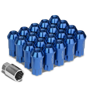 Blue Aluminum M12x1.25 50MM Tall Open End Spline Acorn 20x Conical Lug Nuts-Accessories-BuildFastCar