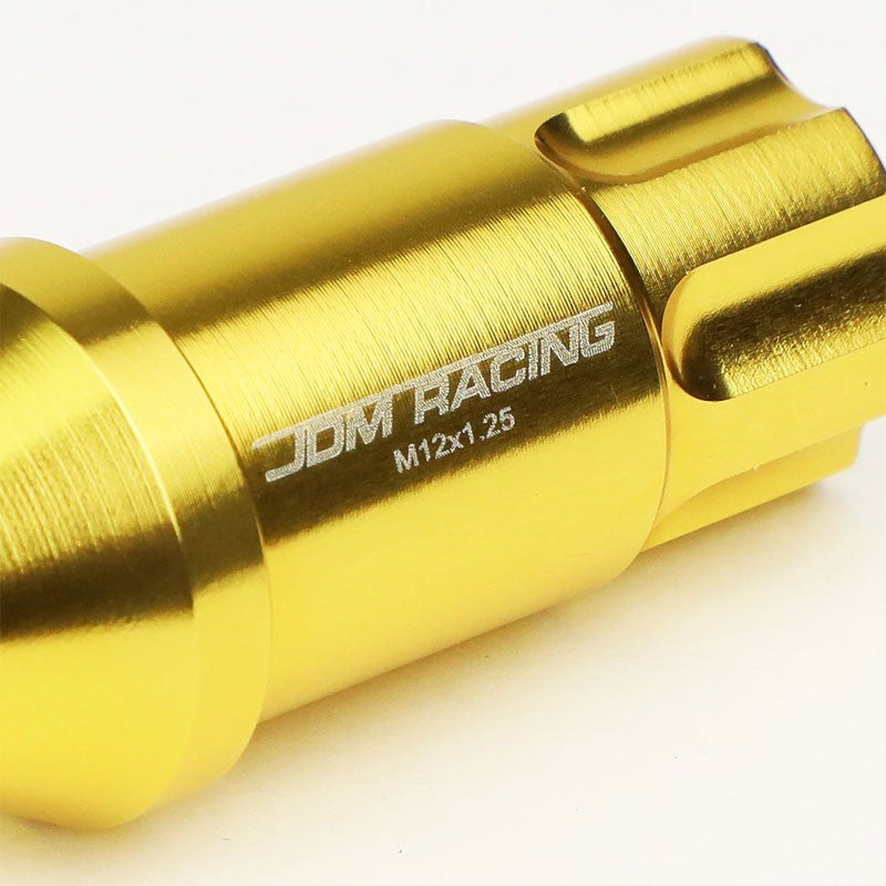 Gold Aluminum M12x1.25 50MM Tall Open End Spline Acorn 20x Conical Lug Nuts-Accessories-BuildFastCar