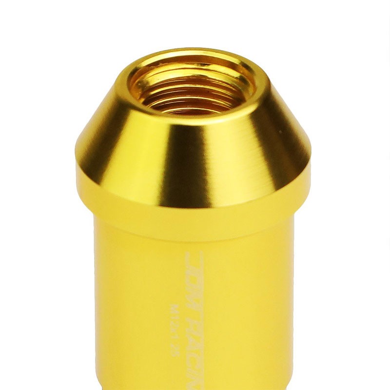 Gold Aluminum M12x1.25 50MM Tall Open End Spline Acorn 20x Conical Lug Nuts-Accessories-BuildFastCar