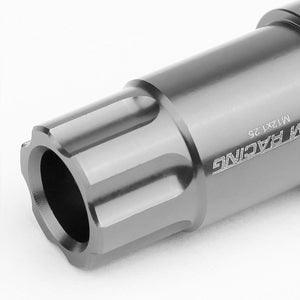 Gunmetal Aluminum M12x1.25 50MM Tall Open End Spline Acorn 20x Conical Lug Nuts-Accessories-BuildFastCar