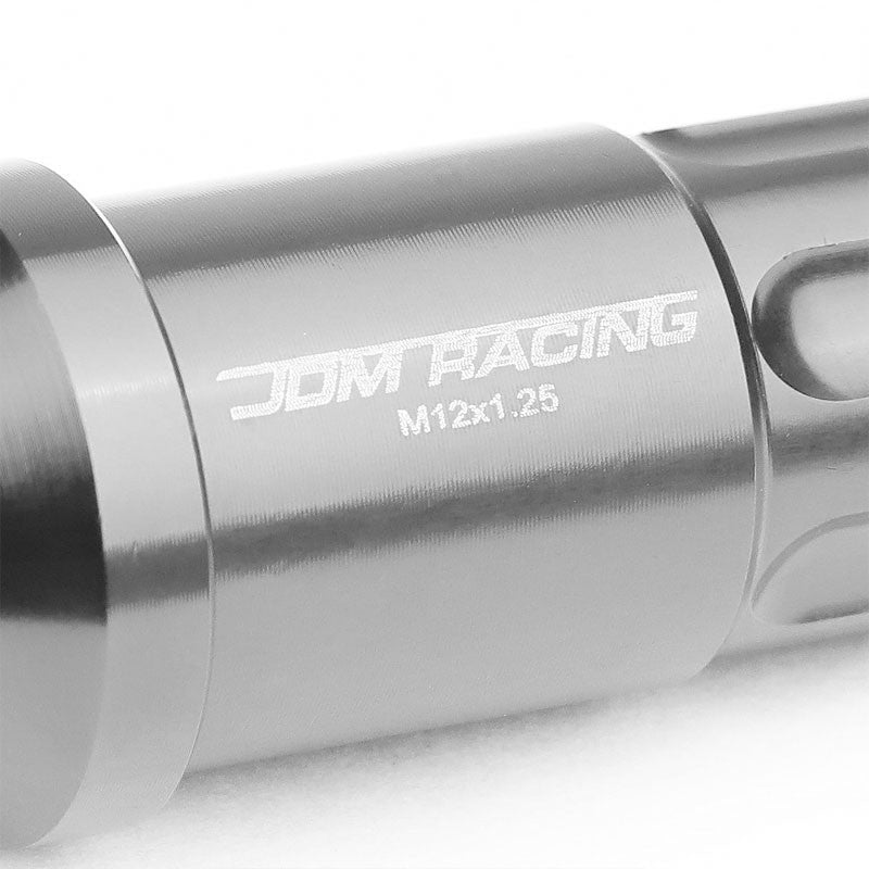 Gunmetal Aluminum M12x1.25 50MM Tall Open End Spline Acorn 20x Conical Lug Nuts-Accessories-BuildFastCar