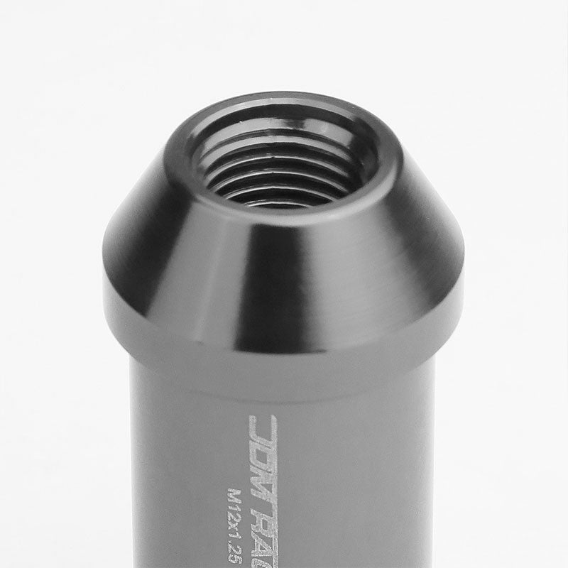 Gunmetal Aluminum M12x1.25 50MM Tall Open End Spline Acorn 20x Conical Lug Nuts-Accessories-BuildFastCar