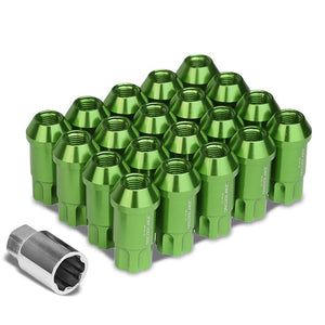 Green Aluminum M12x1.25 50MM Tall Open End Spline Acorn 20x Conical Lug Nuts-Accessories-BuildFastCar