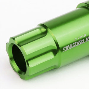 Green Aluminum M12x1.25 50MM Tall Open End Spline Acorn 20x Conical Lug Nuts-Accessories-BuildFastCar