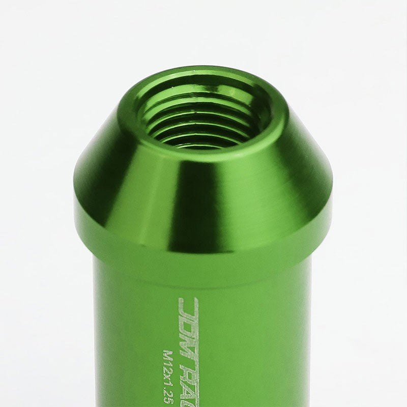 Green Aluminum M12x1.25 50MM Tall Open End Spline Acorn 20x Conical Lug Nuts-Accessories-BuildFastCar