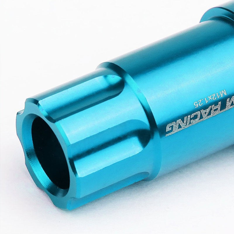 Light Blue Aluminum M12x1.25 50MM Tall Open Spline Acorn 20x Conical Lug Nuts-Accessories-BuildFastCar