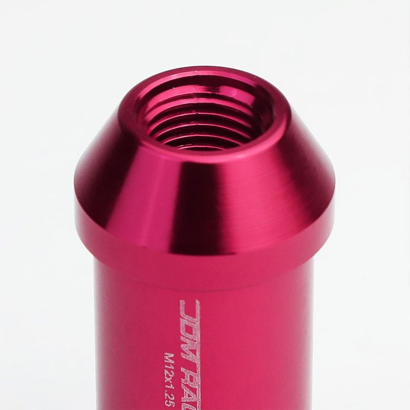 Pink Aluminum M12x1.25 50MM Tall Open End Spline Acorn 20x Conical Lug Nuts-Accessories-BuildFastCar