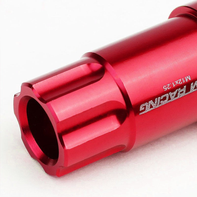 Red Aluminum M12x1.25 50MM Tall Open End Spline Acorn 20x Conical Wheel Lug Nuts-Accessories-BuildFastCar