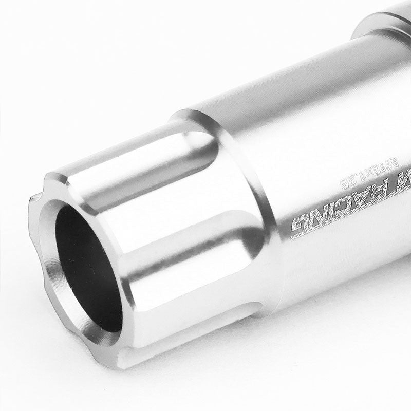 Silver Aluminum M12x1.25 50MM Tall Open End Spline Acorn 20x Conical Lug Nuts-Accessories-BuildFastCar