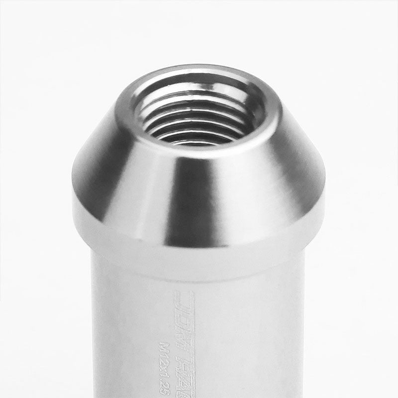 Silver Aluminum M12x1.25 50MM Tall Open End Spline Acorn 20x Conical Lug Nuts-Accessories-BuildFastCar
