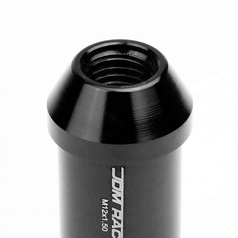 Black Aluminum M12x1.50 50MM Tall Open End Spline Acorn 20x Conical Lug Nuts-Accessories-BuildFastCar