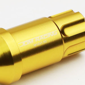 Gold Aluminum M12x1.50 50MM Tall Open End Spline Acorn 20x Conical Lug Nuts-Accessories-BuildFastCar